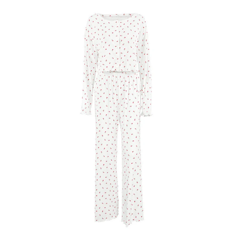 All Over Printed Floral RIB Pajama Set