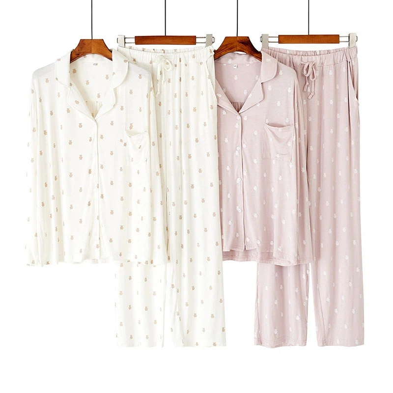 Pajamas Set With Lapel Collar And Pocket